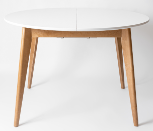 Стол раскладной DAIVA Орион+ 1000(+300)*1000 Дуб натуральный/Белая эмаль