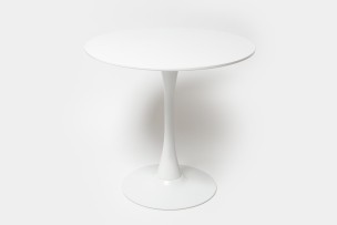 Стол Barneo T-3 Tulip style, MDF, H-75cm - круг диаметр 80см, RAL9003 белый, каркас RAL9003 белый