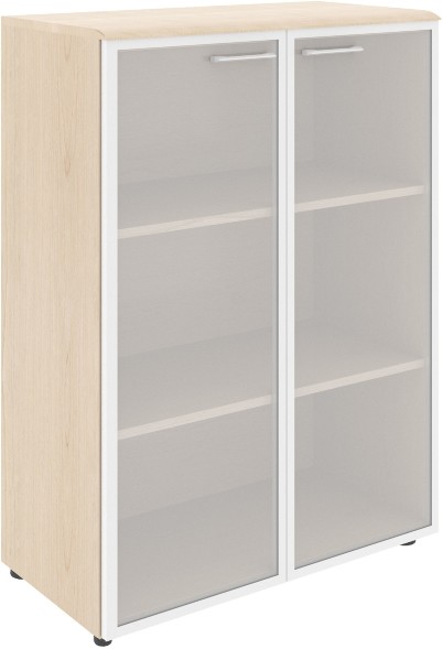 Шкаф со стеклянными дверьми в алюминевой рамке с топом WMC 85.7 Бук Тиара 856х432х1184 WAVE