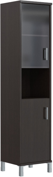 Шкаф-колонка высокая с малой стеклянной дверью и глухой B 431.10(L)  Венге Магия 475х450х2054