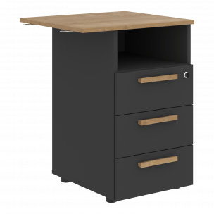 Тумба приставная FLC-3D.2 Дуб Гамильтон/Черный графит 570х504х733 FORTA