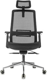 Кресло руководителя Бюрократ MC-912-H черный сетка с подголов. крестов. металл хром